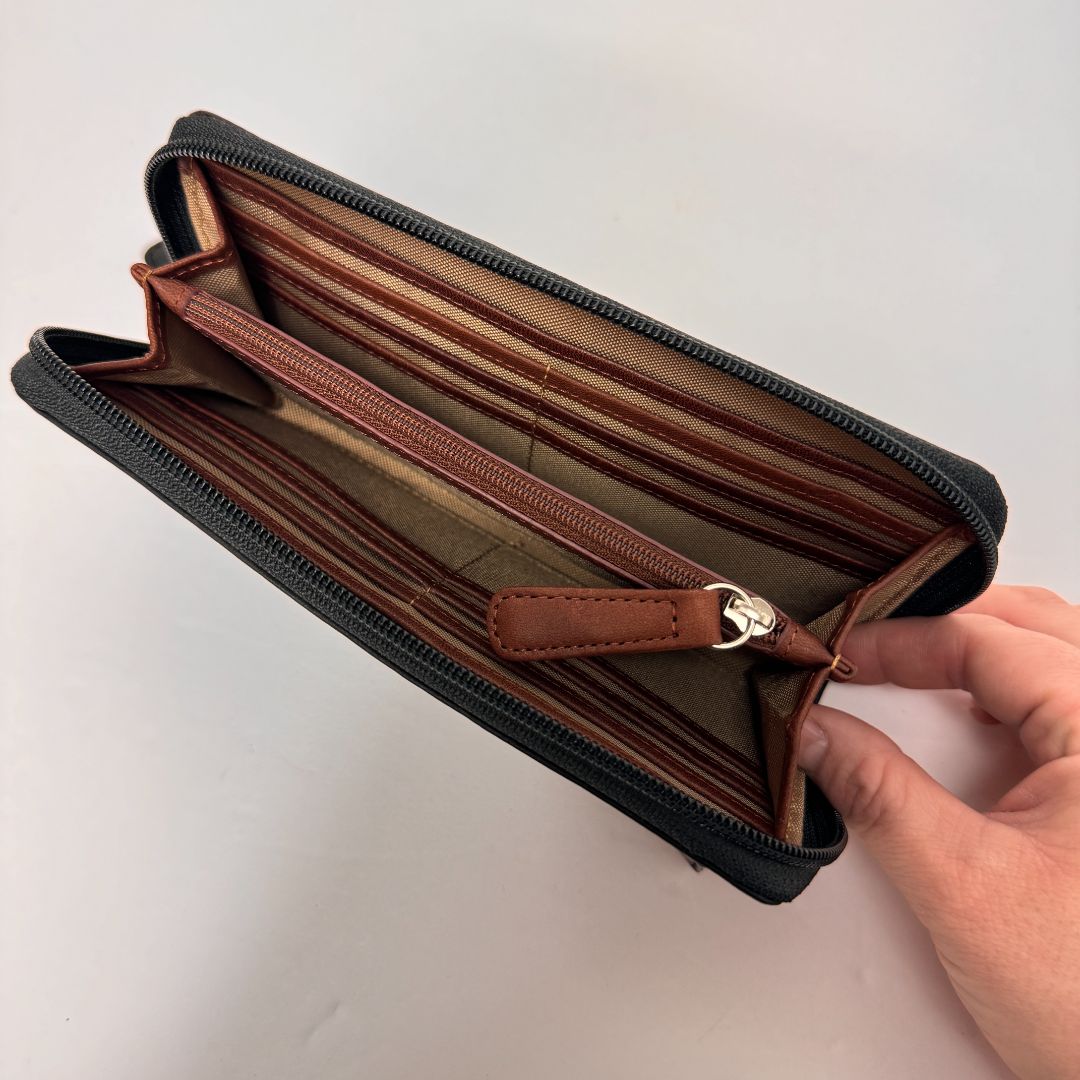 Osgoode Marley RFID Signal Blocking Zip Around Leather Wallet Black