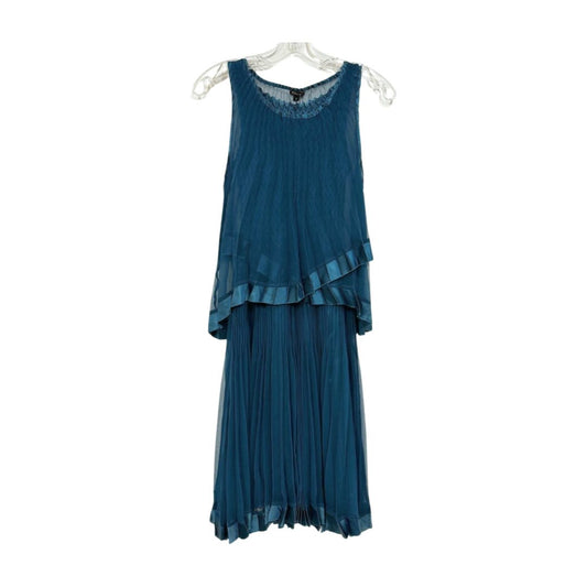 Komarov Set of 2 Sleeveless Pleated Fabric Dress Teal