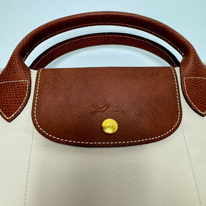 Longchamp Le Pliage  Nylon & Leather Tote Off-White Brown