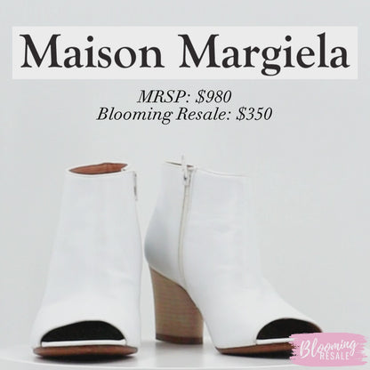 Maison Margiela Peep Toe Ankle Booties White