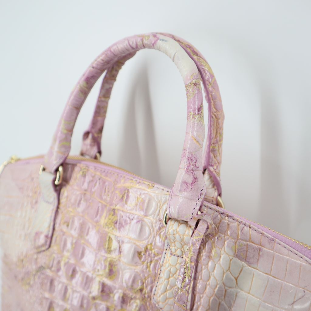 Brahmin Duxbury Satchel Lilac Melbourne Leather Marble Wallet Pink Gol –  Blooming Resale