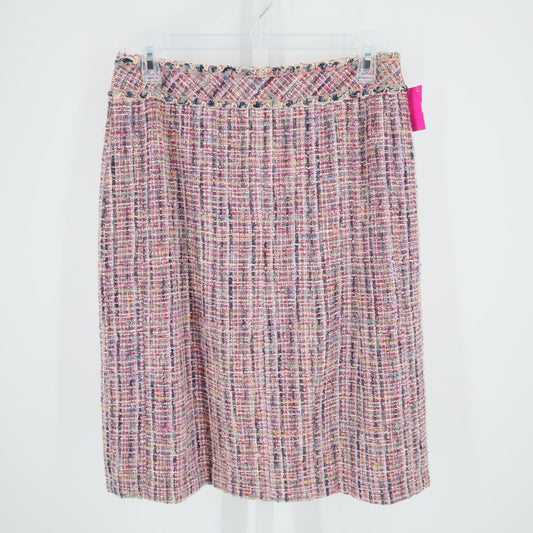 Chanel Silk Blend Woven Knee Length Pencil Skirt Pink Multi-color