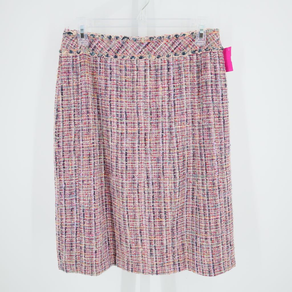 Chanel Silk Blend Woven Knee Length Pencil Skirt Pink Multi-color