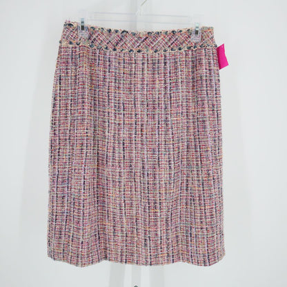 Chanel Silk Blend Woven Knee Length Pencil Skirt Pink Multi-color